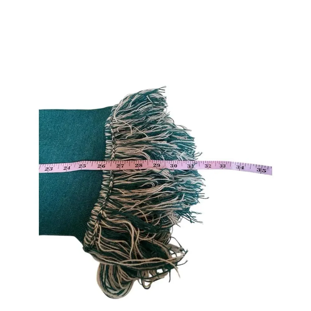 Columbus Teal And‎ Cream Knit Rectangular Fringed Scarf 31
